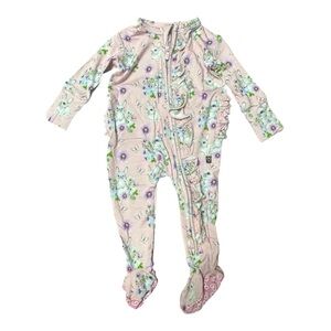 Charming Bunny Print 0-3M Bamboo Zippy w/ Ruffle Bum